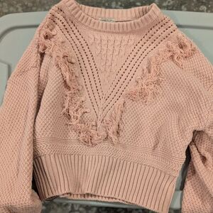 Habitual Pink Sweater with Fringe Details